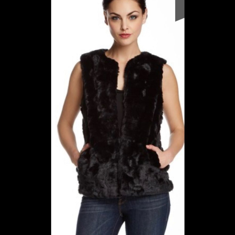 French Connection Black Faux Fur Vest  Size: 12